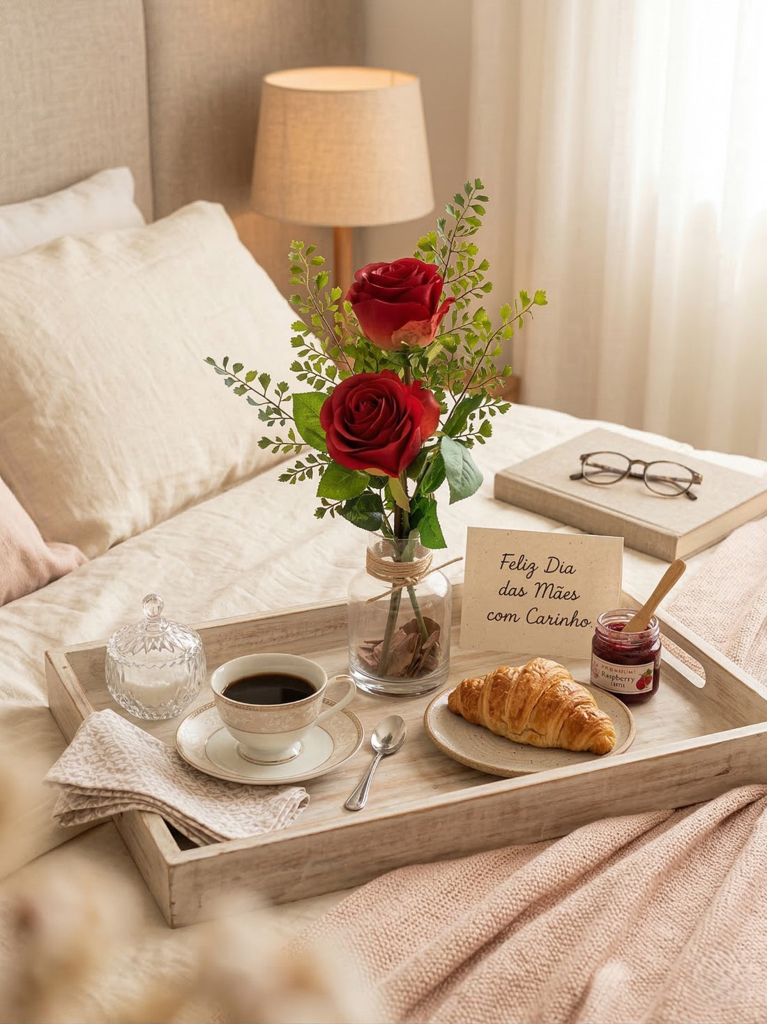 ROSAS VM C/ AVENCAS EM VIDRO, 48CM Cod: A7273