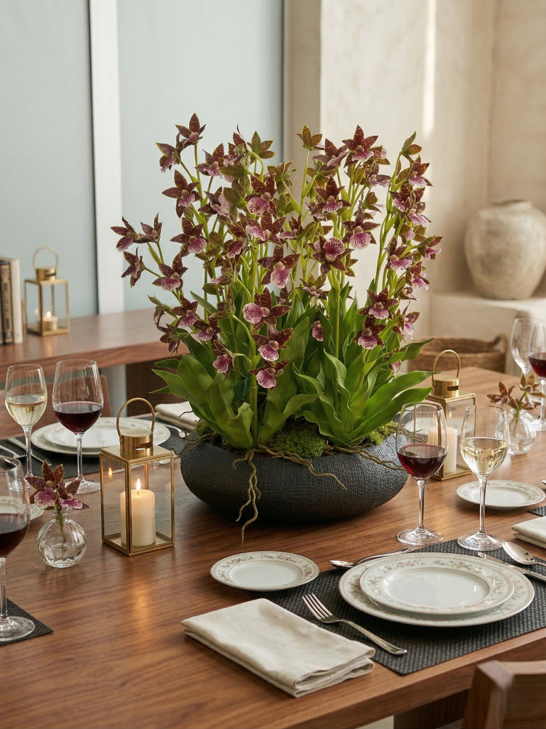 ORQ. DENDROBIUM EM BOWL PRETO, 63CM Cod: A7284