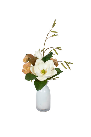 MAGNOLIA C/ SEDUM EM VASO VIDRO, 60CM Cod: A7287