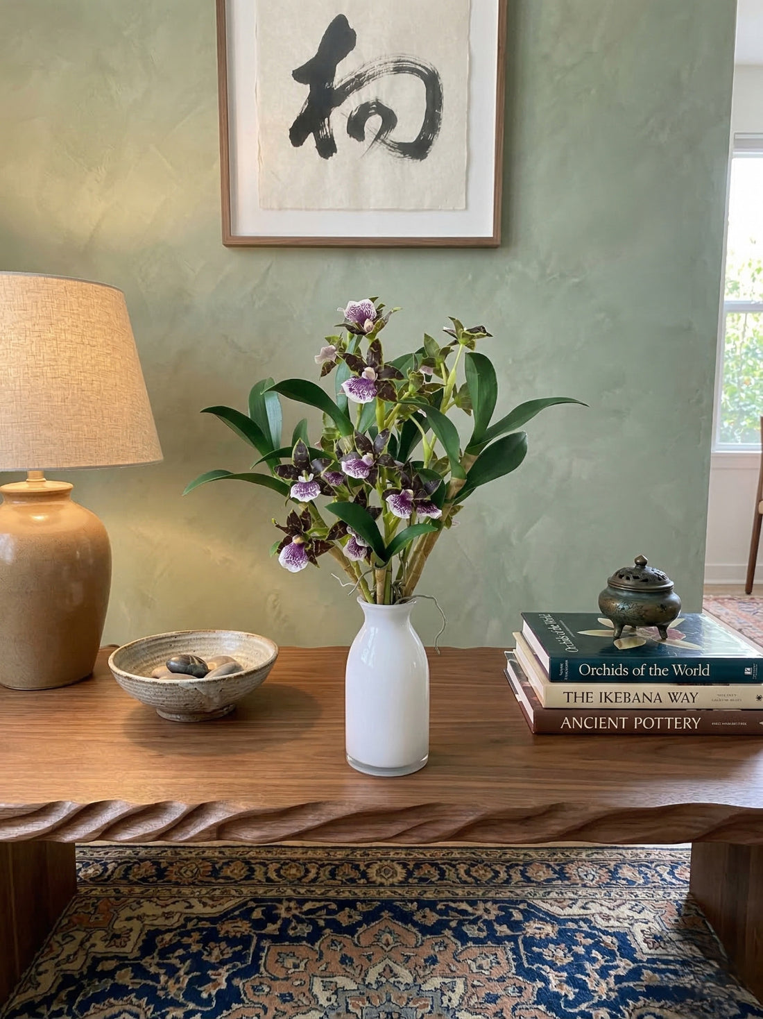 ORQ. DENDROBIUM EM VIDRO, 55CM Cod: A7292