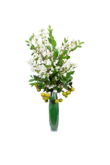 FLORES DE MACIEIRA C/ FOLHAS DE LOURO 130CM Cod: A7298