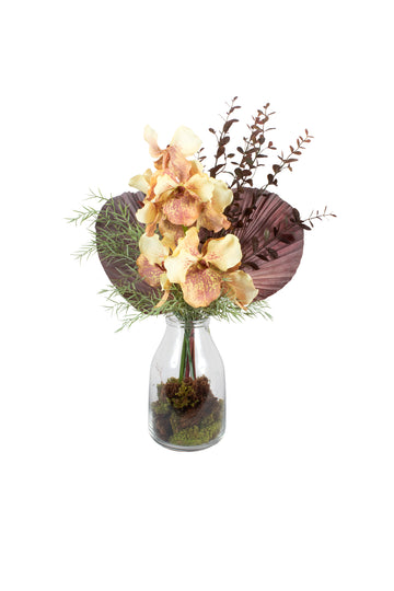 ORQ. VANDA MOCHA COM FOLHAGENS 55CM Cod: A7320