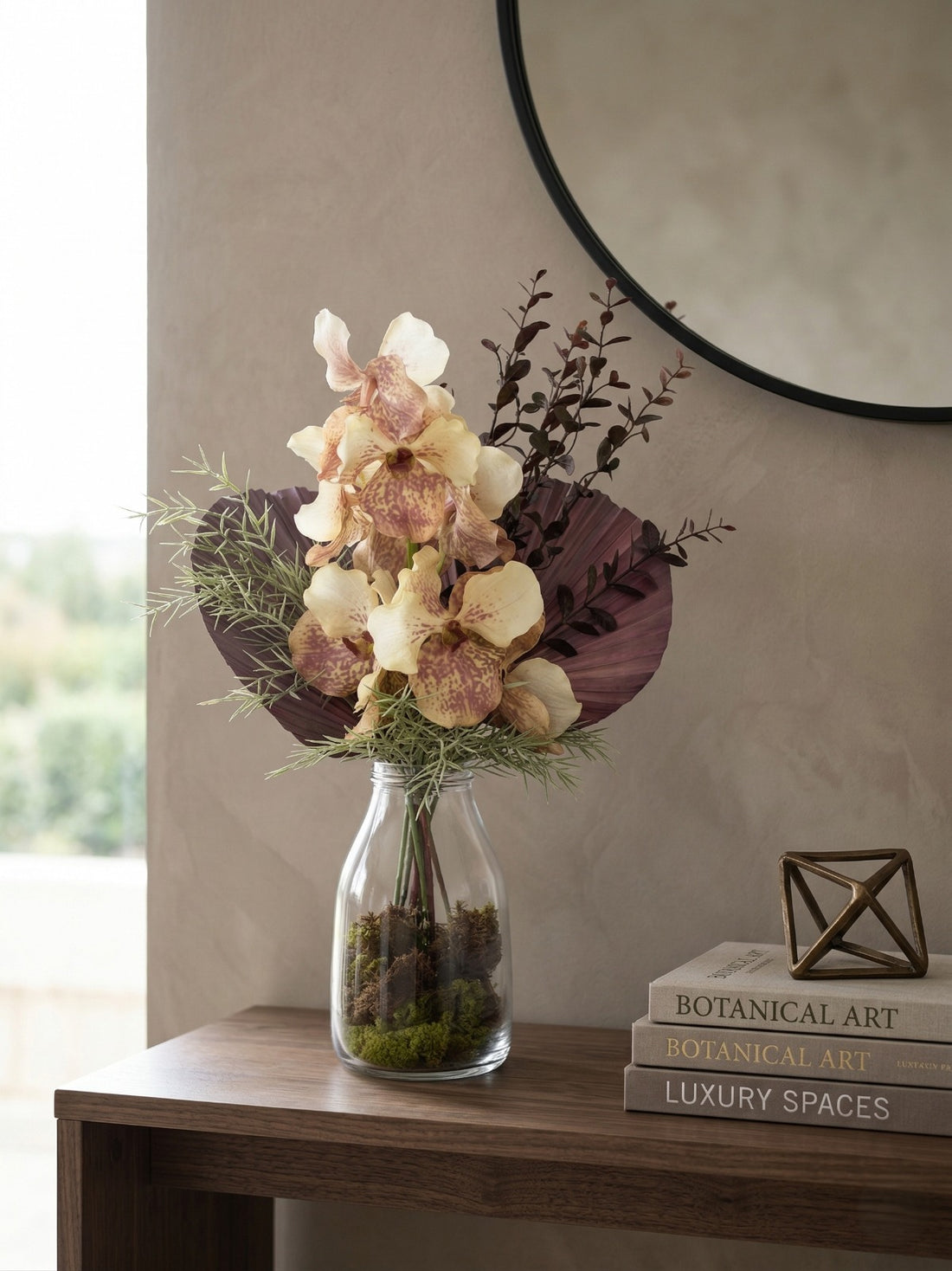 ORQ. VANDA MOCHA COM FOLHAGENS 55CM Cod: A7320
