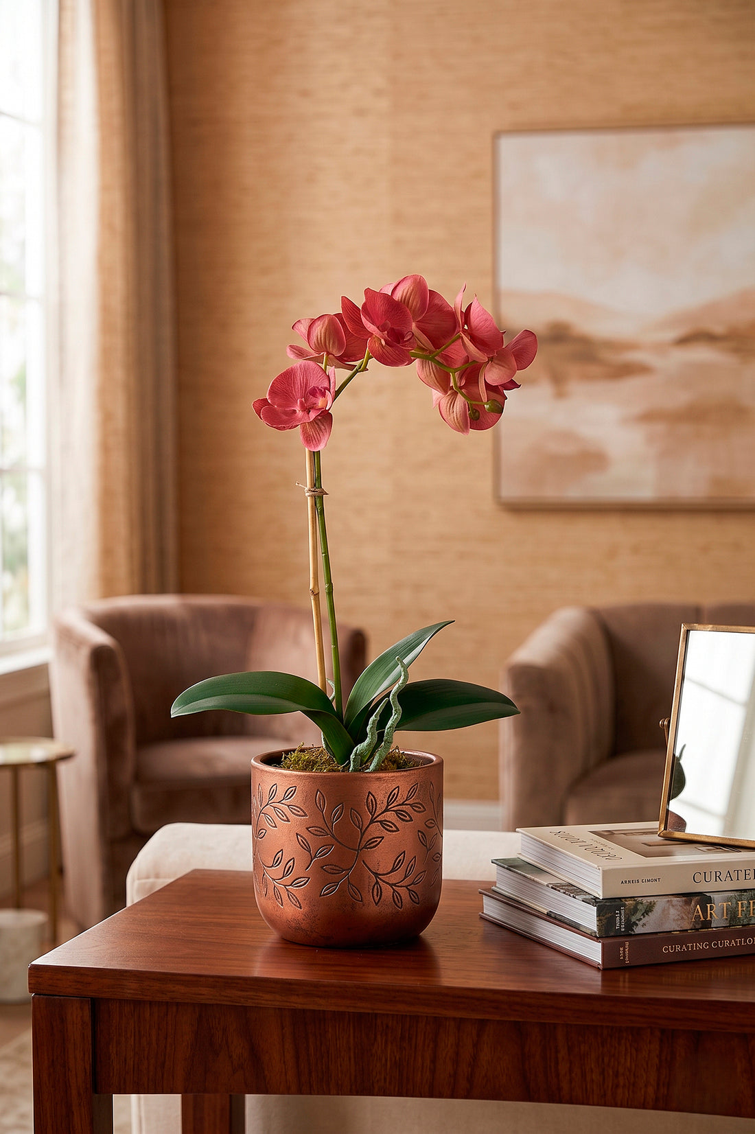 ORQ. PHALAENOPSIS FU X1 EM POTE PVC, 43CM Cod: A7363FU