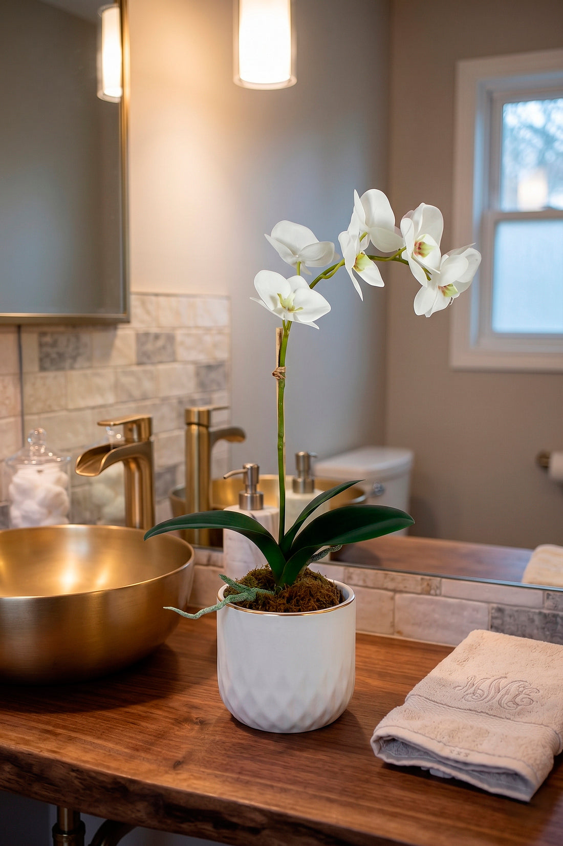 ORQ. PHALAENOPSIS BR X1 EM POTE PVC, 43CM Cod: A7363BR