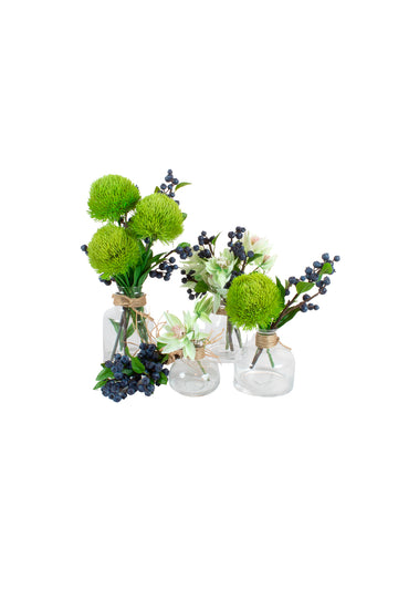 KIT C/ 4 VASINHOS MIRTILOS/DIANTHUS, 33CM Cod: A7431