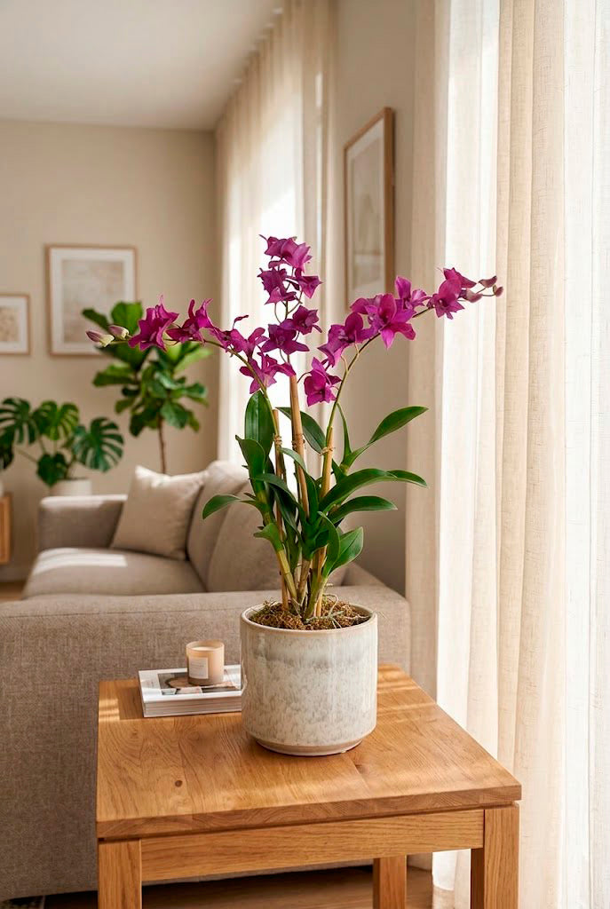 ORQ. DENDROBIUM FU EM POTE PVC, 57CM Cod: A7436FU