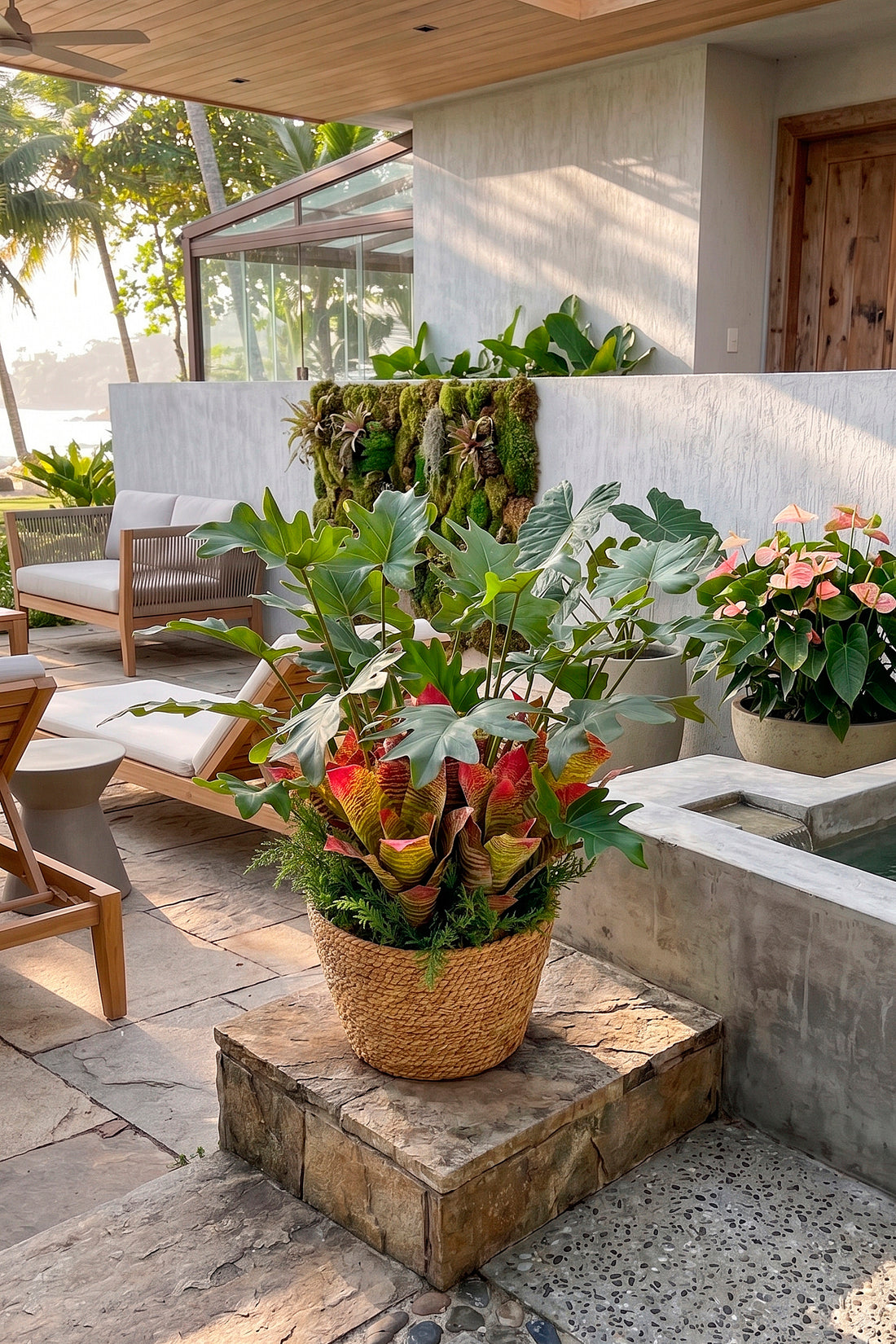 FILODENDRO E BROMELIAS EM VPP, 60CM Cod: A7445VPP