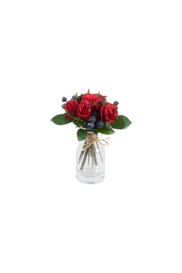 ROSINHAS E MIRTILOS EM VIDRO, 17CM Cod: A7469
