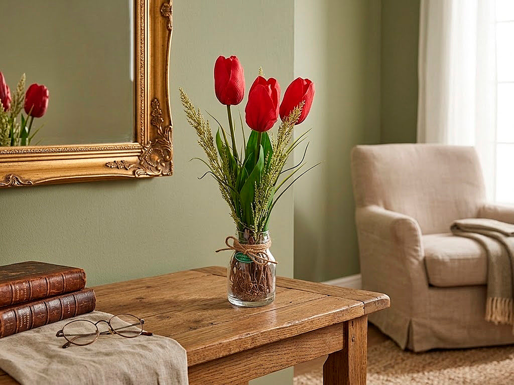 TULIPAS VM X3 EM VIDRO 38CM Cod: A7473