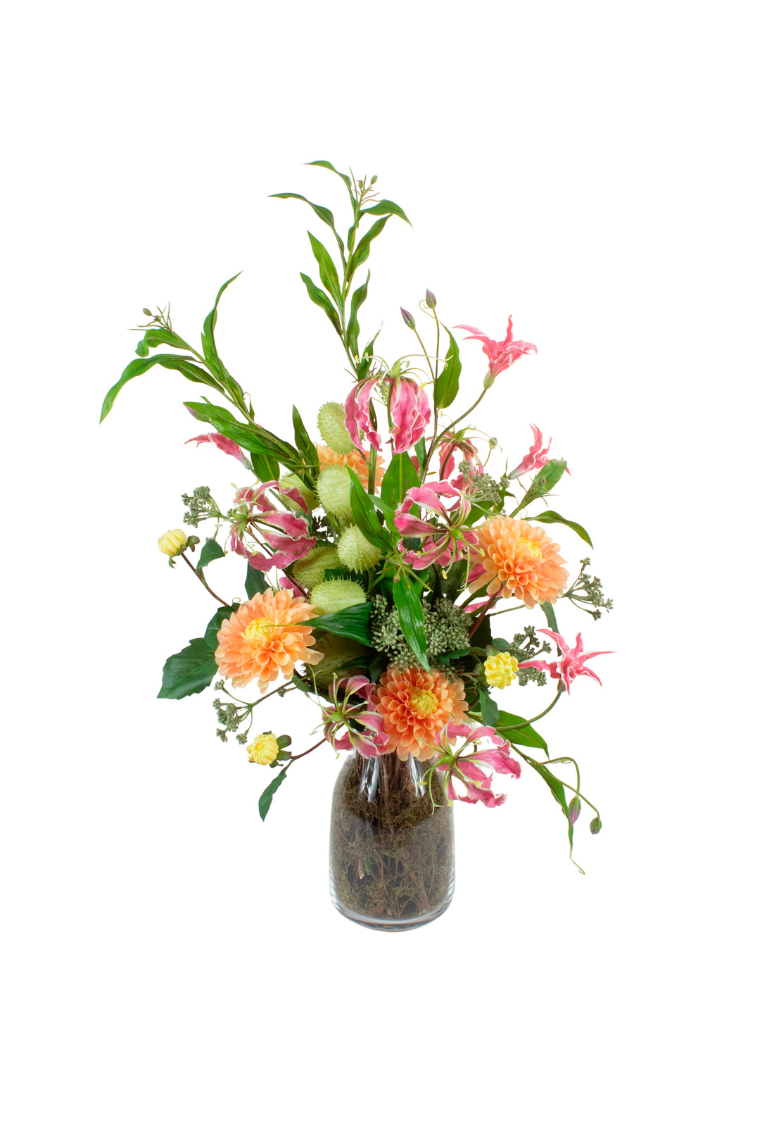 GLORIOSAS FU E DALIAS EM VIDRO, 80CM Cod: A7509