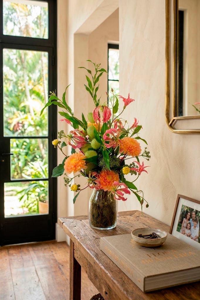 GLORIOSAS FU E DALIAS EM VIDRO, 80CM Cod: A7509