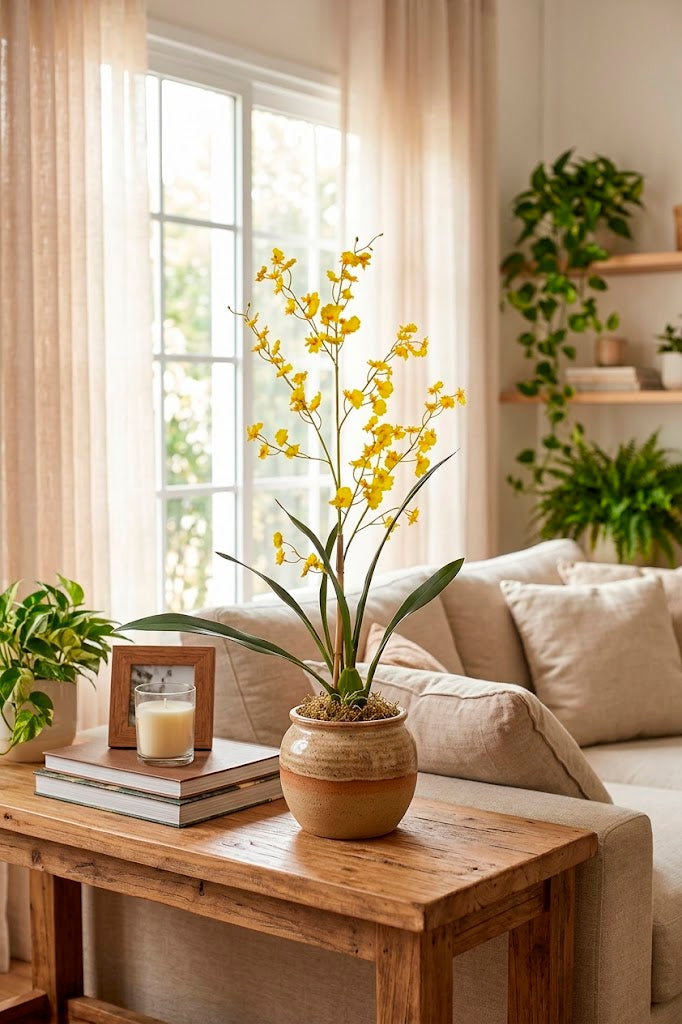 ORQ. ONCIDIUM AM EM POTE PVC, 75CM Cod: A7523