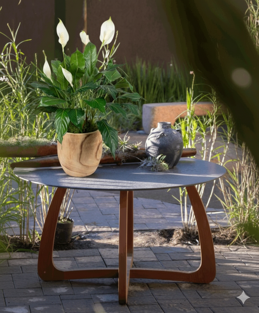 LÍRIOS DA PAZ EM VASO DE MADEIRA, 75CM Cod: A6934