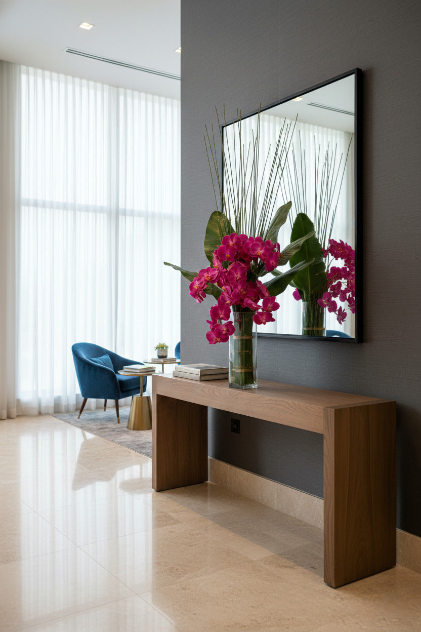 CAVALINHAS  C/ ORQUÍDEAS FU EM VIDRO, 150CM Cod: A6920