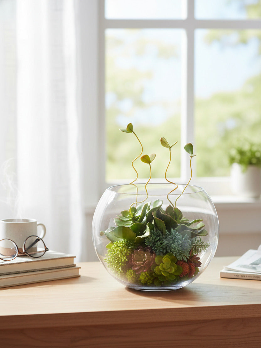 SUCULENTAS EM VIDRO AQUÁRIO 38CM Cod: A6943