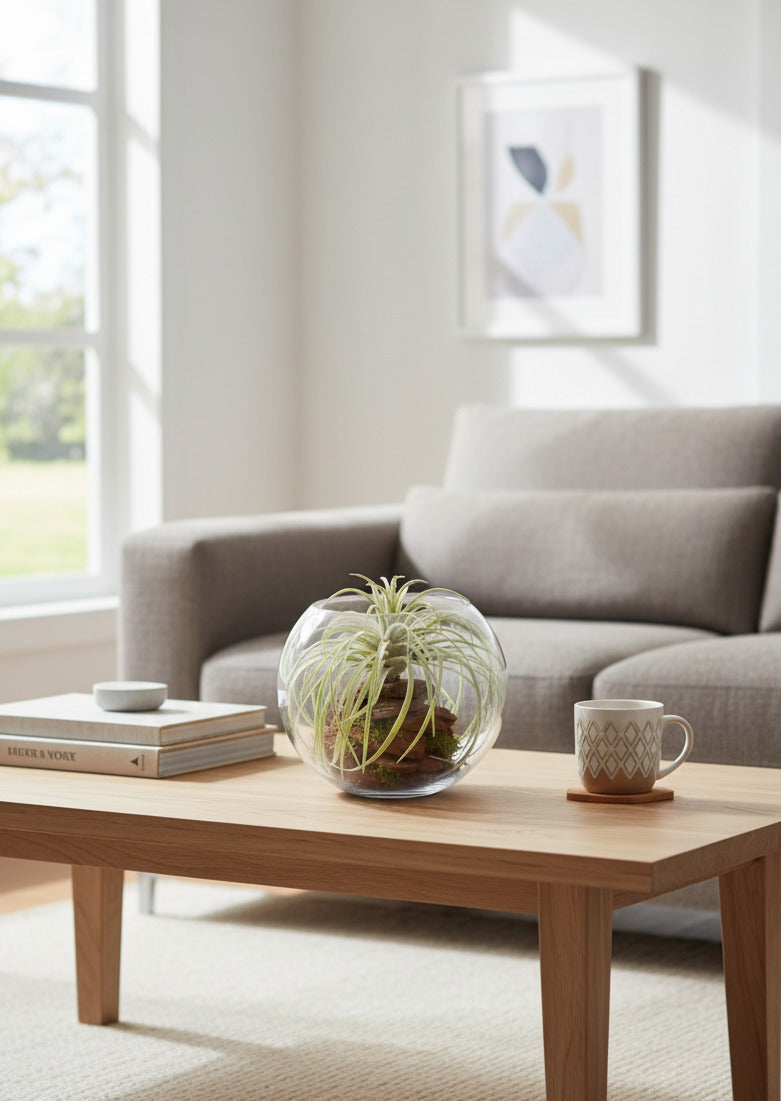 TILLANDSIA EM VIDRO MD 20CM Cod: A6923