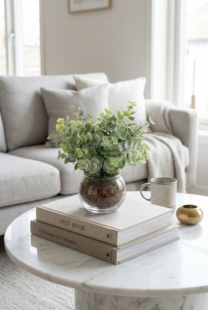 EUCALIPTO MINI EM VASO DE VIDRO 25CM Cod: A6597